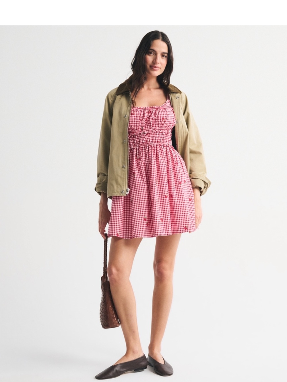 Abercrombie & Fitch Pink Gingham Smocked Mini Dress